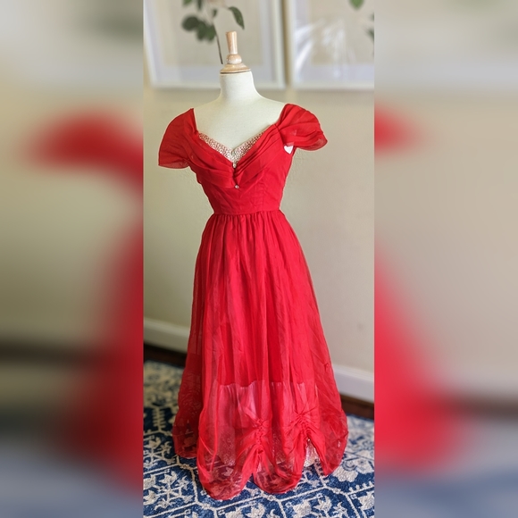 Vintage Red Formal Dress - Picture 1 of 6